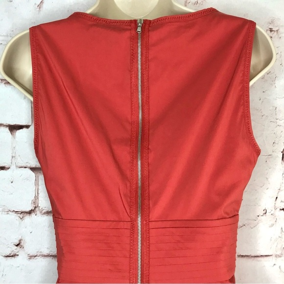 BCBGMAXAzria XS Coral Pleated Faux Wrap V-Neck Empire Waist Peplum Cotton Top XS - Picture 11 of 16